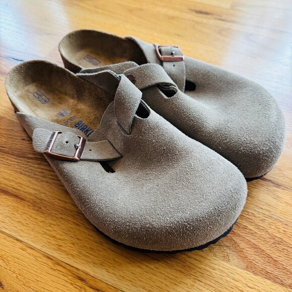 Birkenstock Boston Soft Footbed Suede Leather Taupe EU 43 Mens Womens Excellent - Picture 4 of 4